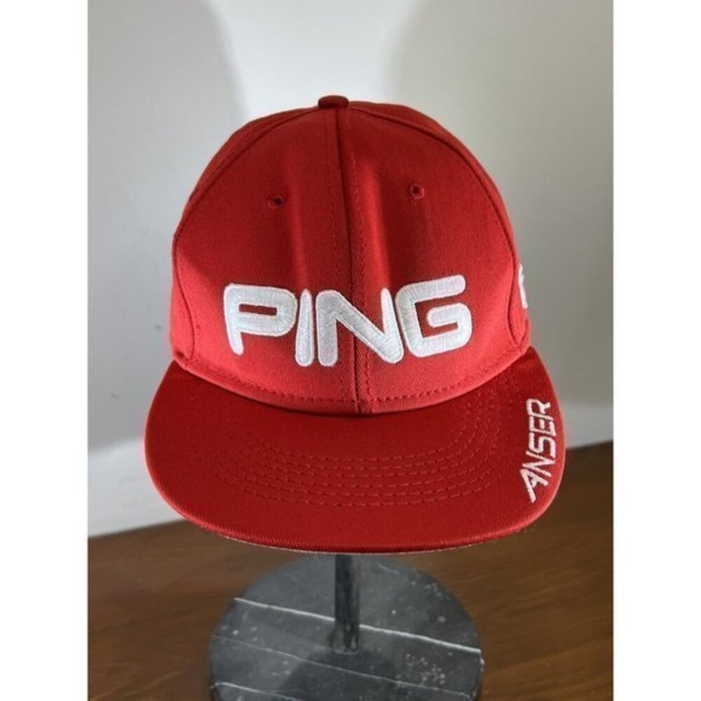 Ping Anser Under Armour Cap Hat Men Fitted 7 1/4 Red Polyester Excellent Used.